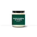 Turquoise Horizon candle — Quietly building an empire. — emerald label, clear jar with black lid